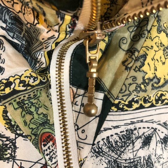 Vintage 100% Silk 80s Geography Map Windbreaker - Picture 4 of 6